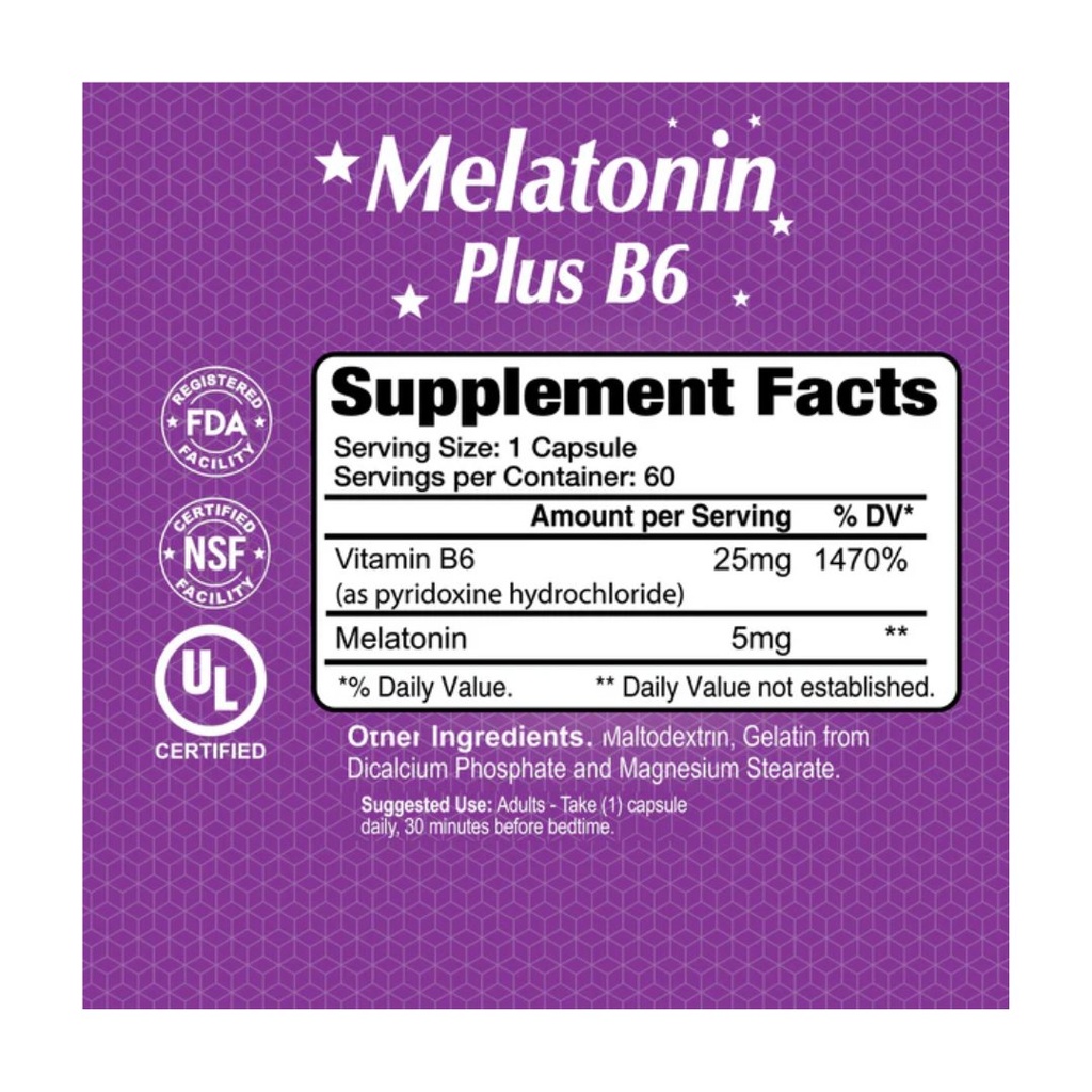 * Alfa Melatonin Plus B6 Capsules, 60's