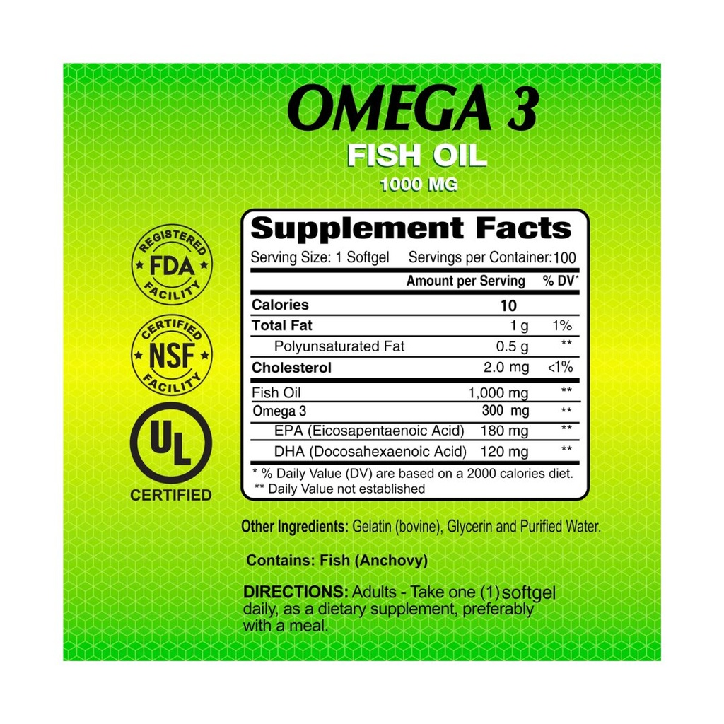* Alfa Omega Fish Oil 1000mg Softgel 100's