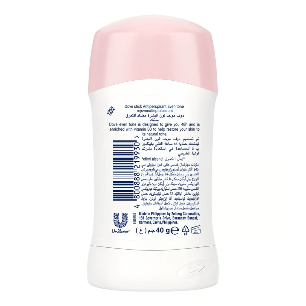 * Dove Deodorant Even Tone Blossom Stick, 40g