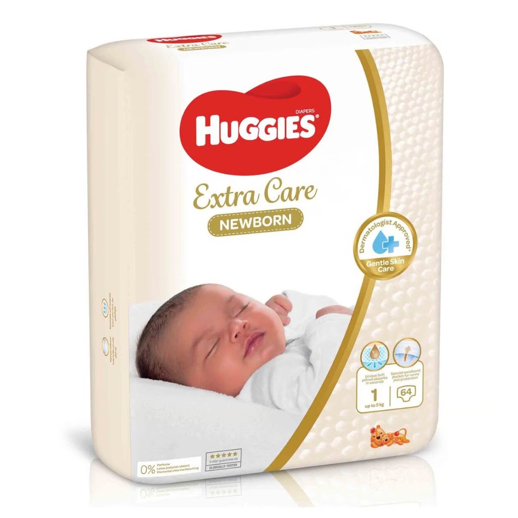 * Huggies Extra Care Newborn Jumbo Pack Size 1, 64's