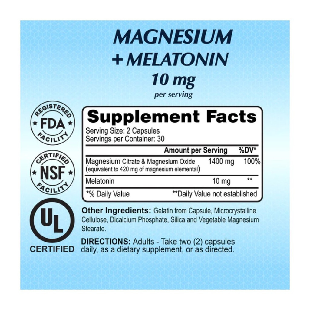 * Alfa Magnesium + Melatonin 10mg Capsules, 60's