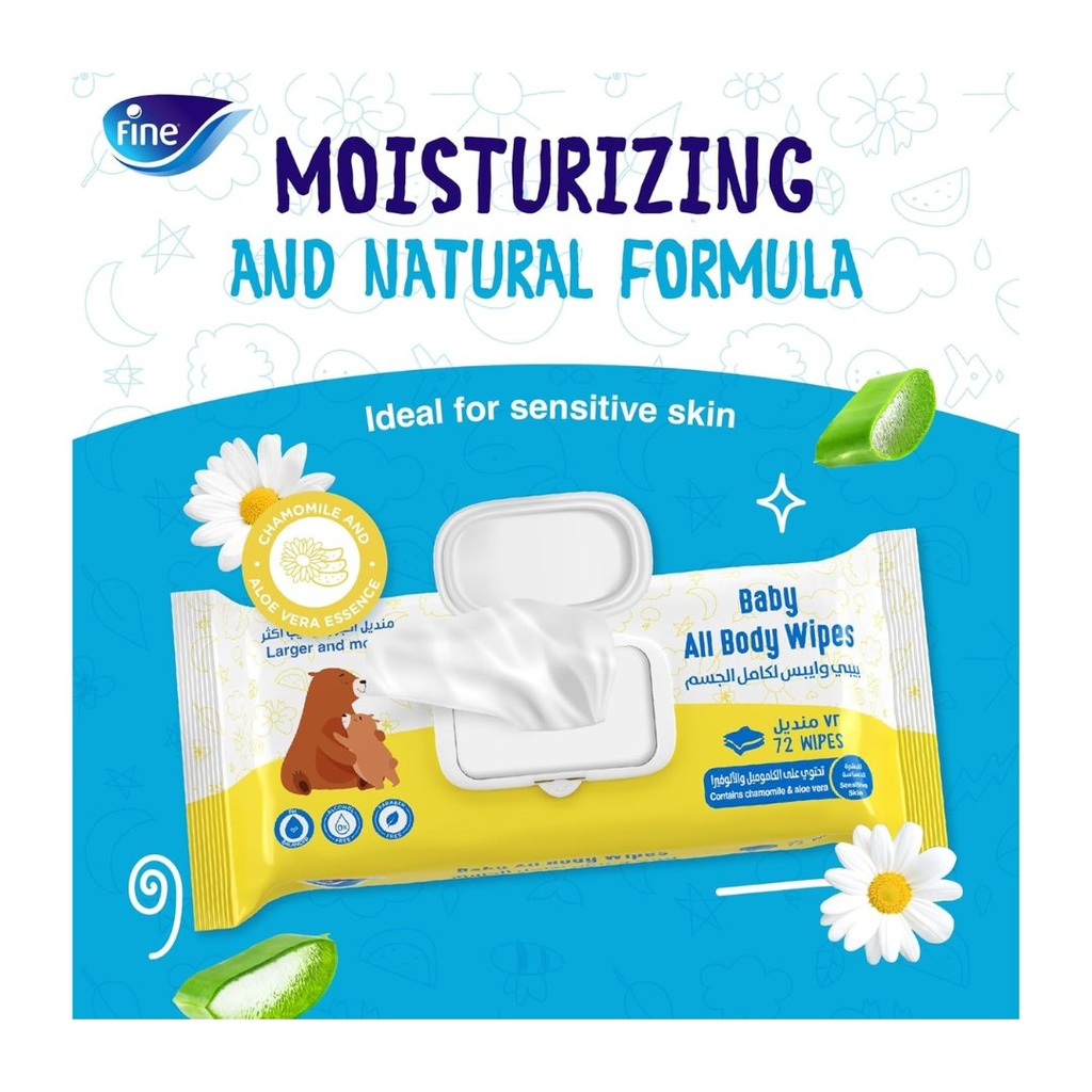 * Fine Baby All Body Wipes, 72's - (1+1) Free