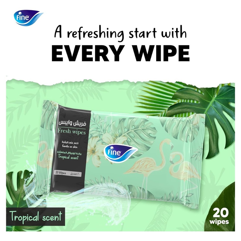 * Fine Fresh Wipes - Tropical, 20's - (2+2) Free