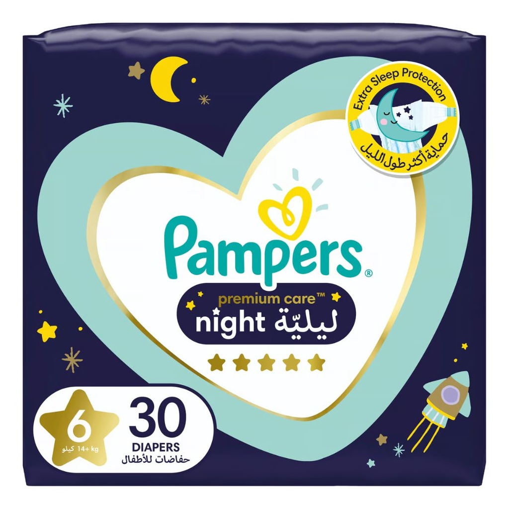  Pampers Premium Night Size 6, 30's - OFFER