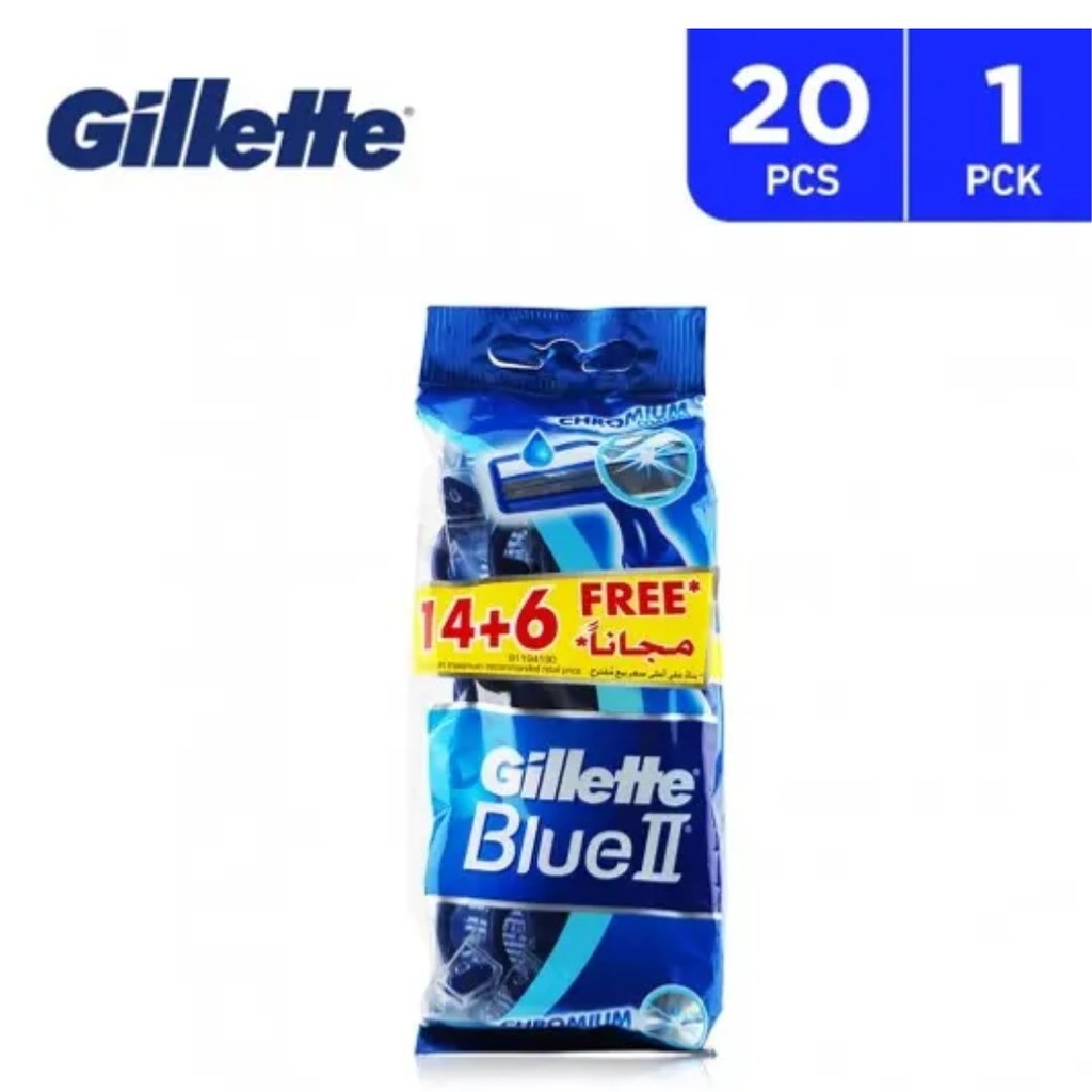 * Gillette Blue2 Regular Razor, (14+6) Bag