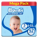 Sanita Bambi Baby Size 3 Medium - Mega Pack, 92's 