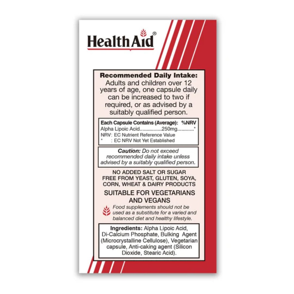 * HA ALPHA LIPOIC ACID 250MG 60'S V/CAP