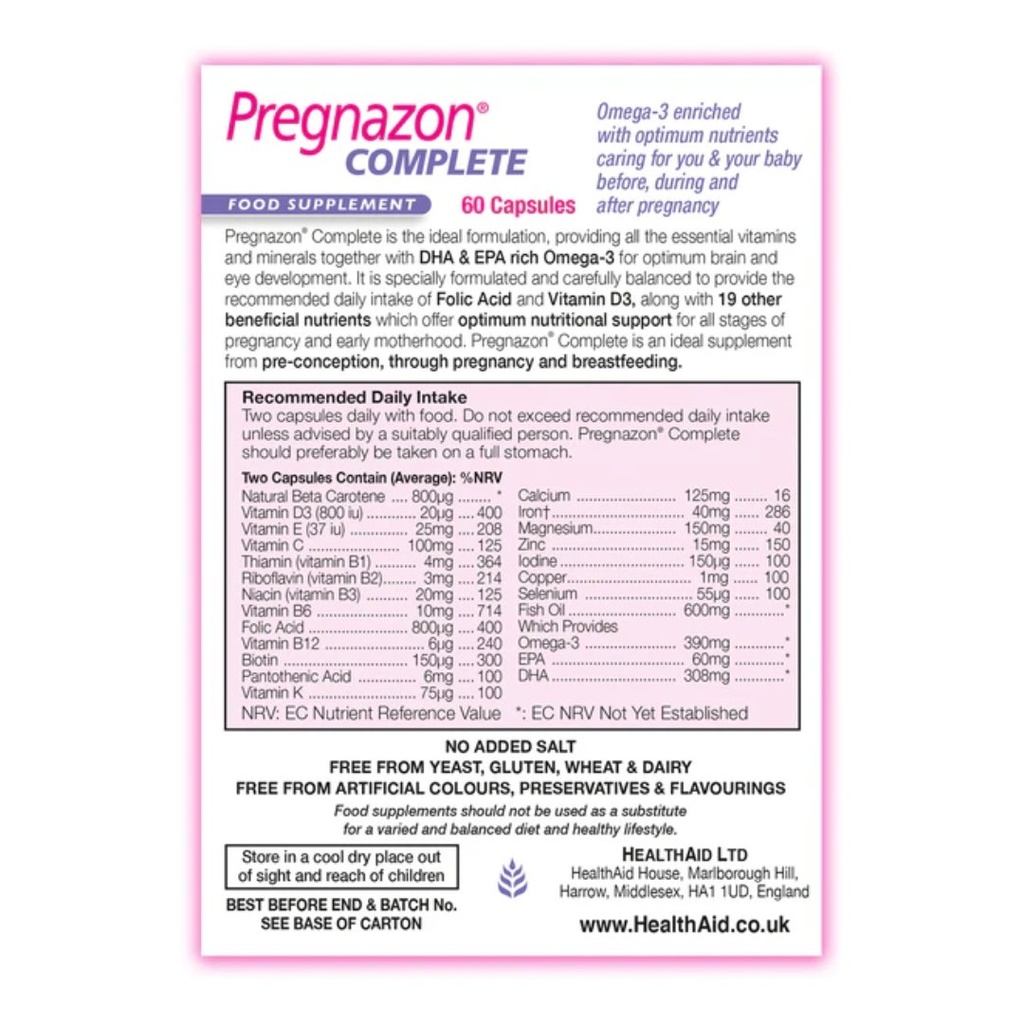 * HealthAid Pregnazon Complete Capsules, 60's