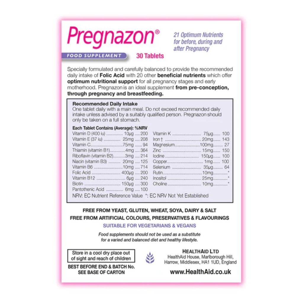* HealthAid Pregnazon Tablets, 30's