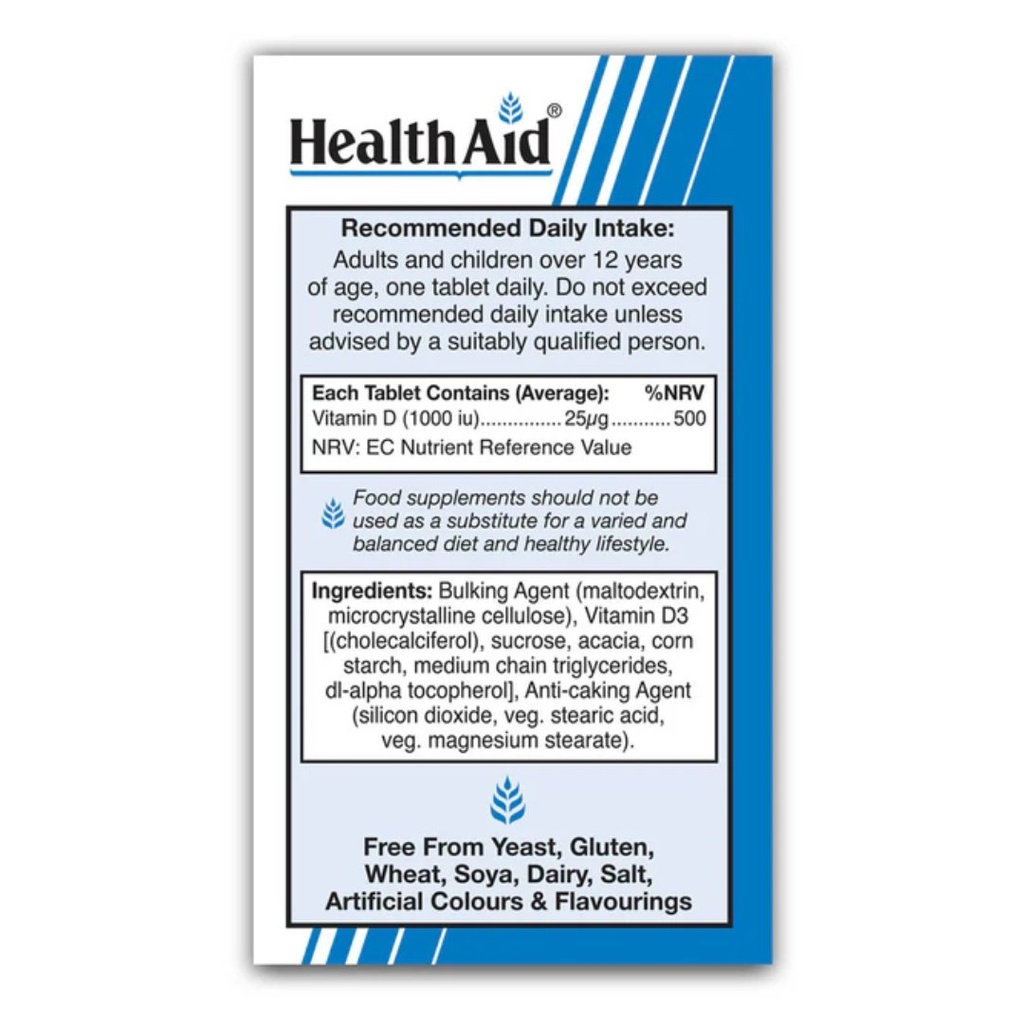* HealthAid Vitamin D3 1000Iu Tablets, 30's