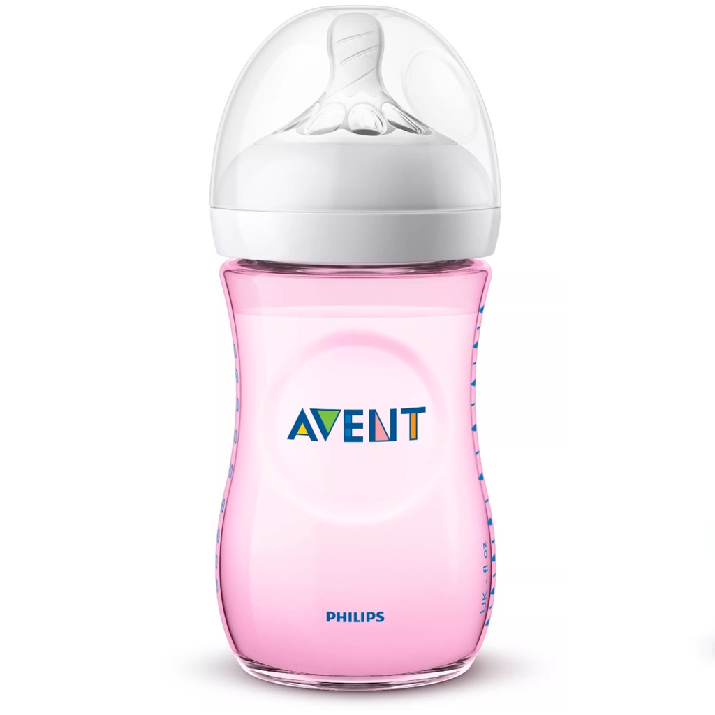 * Avent Natural Feeding Bottle Pink, 260ml