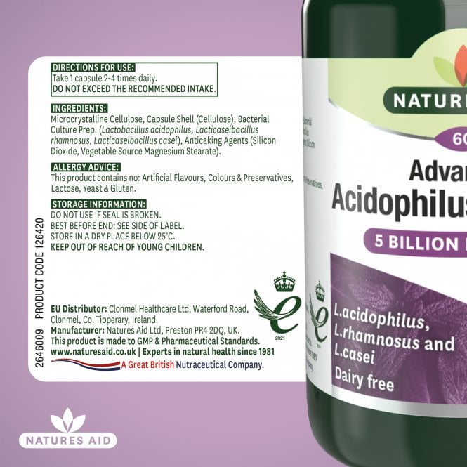 * Natures Aid Acidophilus Complex Capsules, 60's