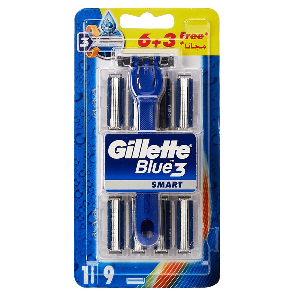 Gillette Blue3 Smart Razor + Refills (6+3 Free)
