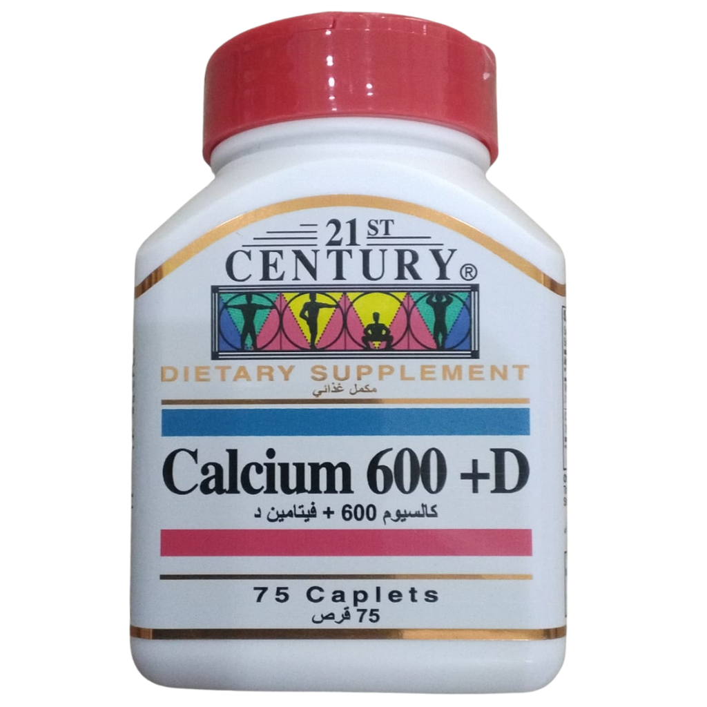 * 21st Century Calcium 600mg + D Caplets, 75's