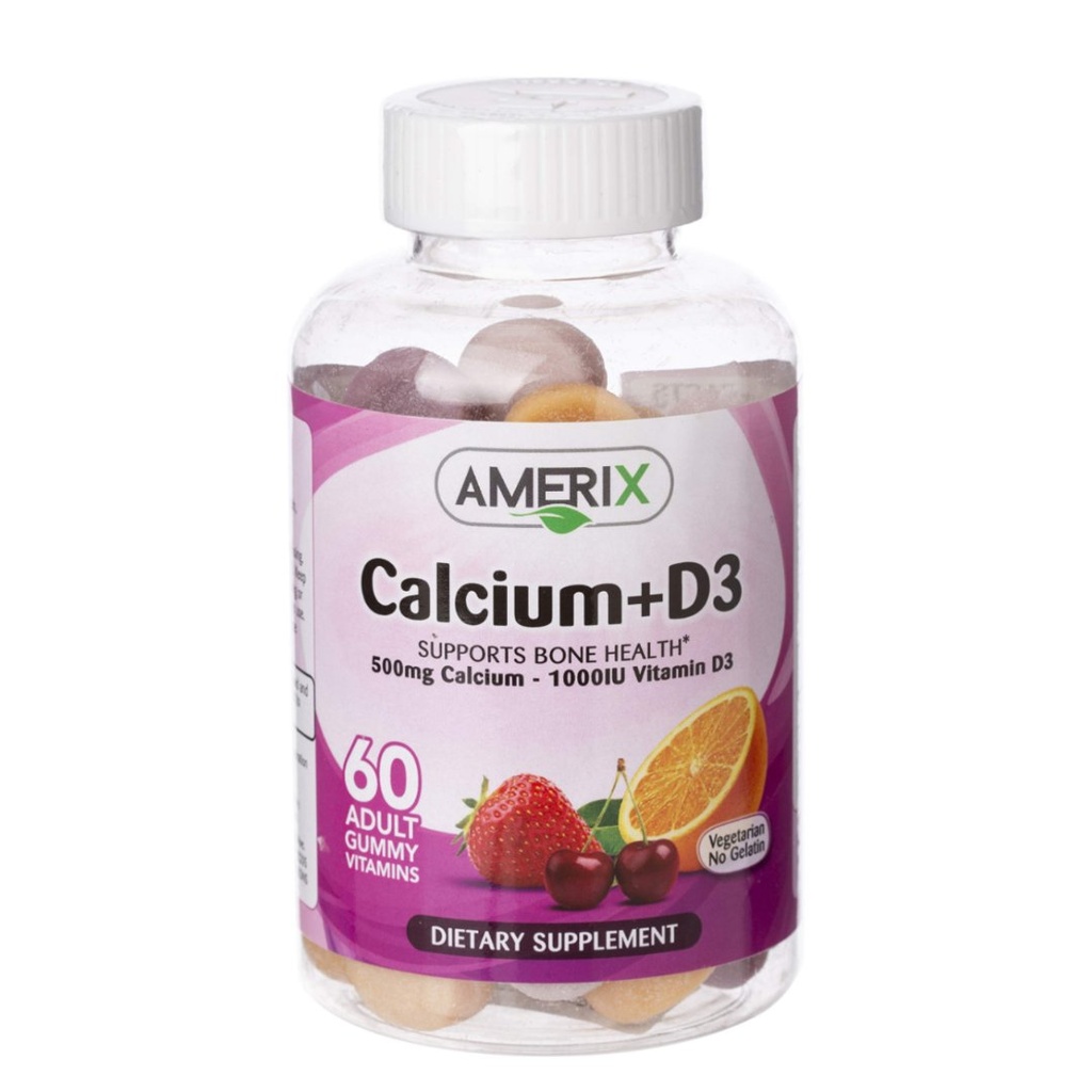 * Amerix Calcium 500mg + Vitamin D3 1000iu Gummies, 60's