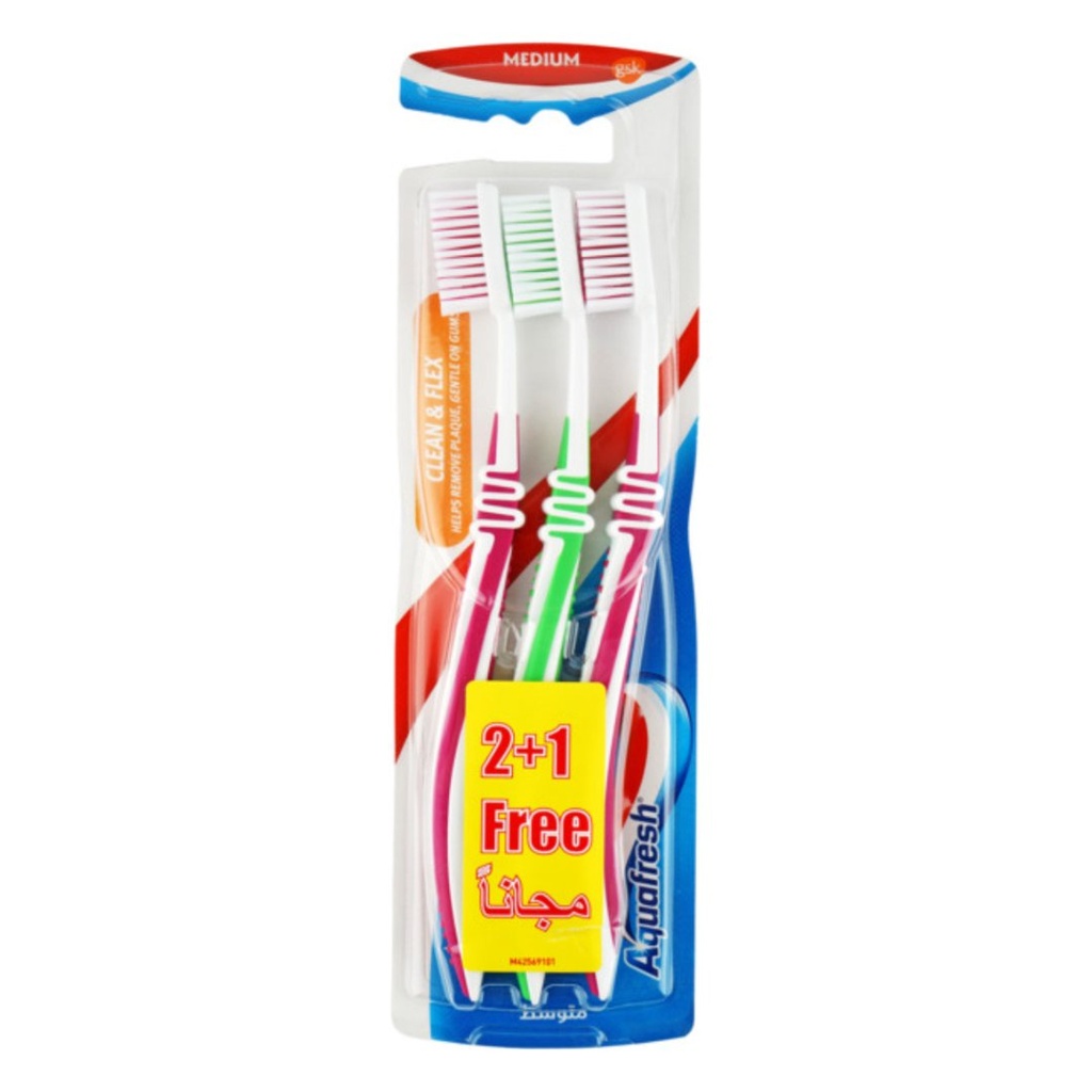 * Aquafresh Clean & Flex Medium Toothbrush (2+1) Free