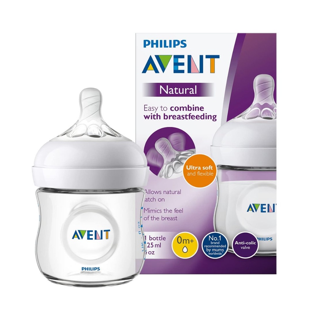 * Avent Natural Ultra Soft Plastic Bottle +0m, 125ml