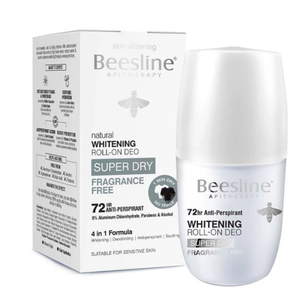 * Beesline Deodorant Super Dry Fragrance Free Women Roll-On, 50ml (1+1 Free)