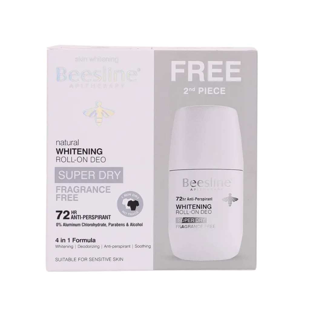 * Beesline Deodorant Super Dry Fragrance Free Women Roll-On, 50ml (1+1 Free)