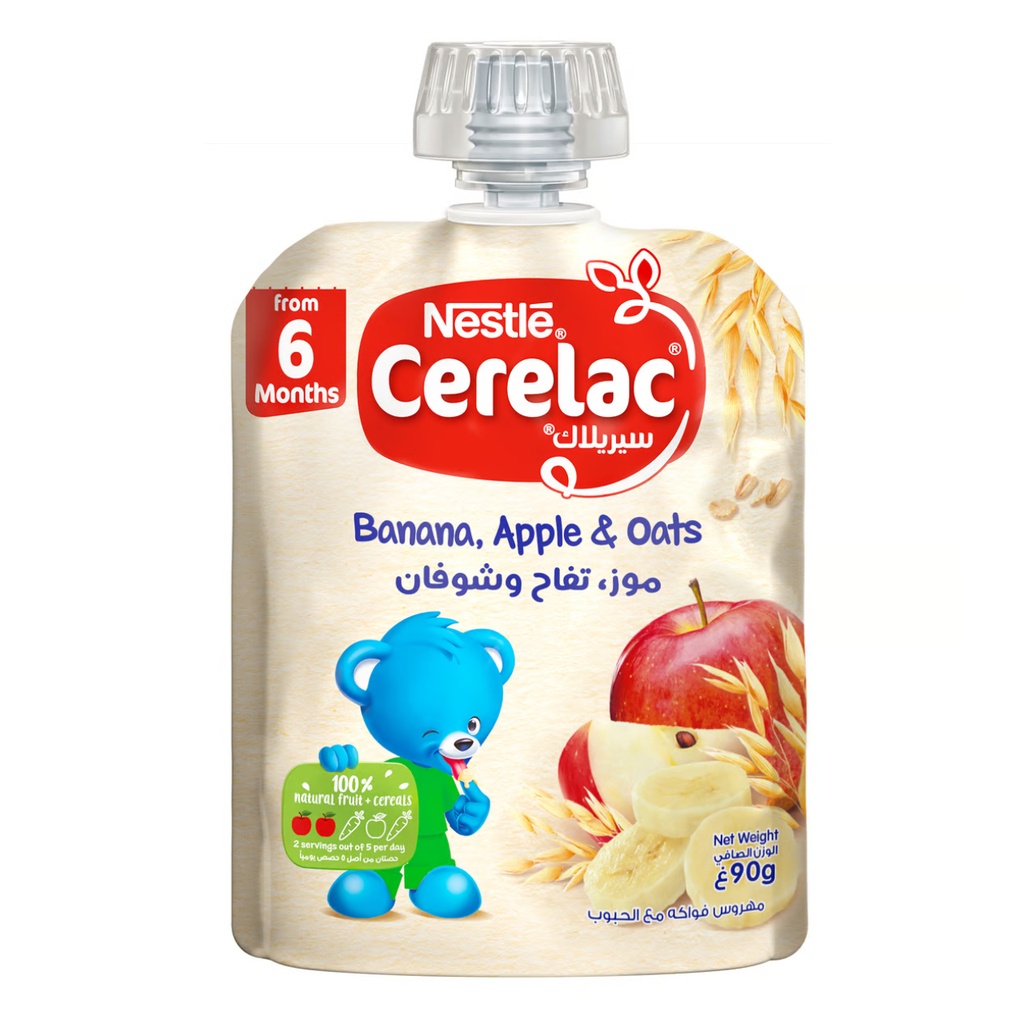 * Cerelac Banana Apple & Oats Pouch, 90g