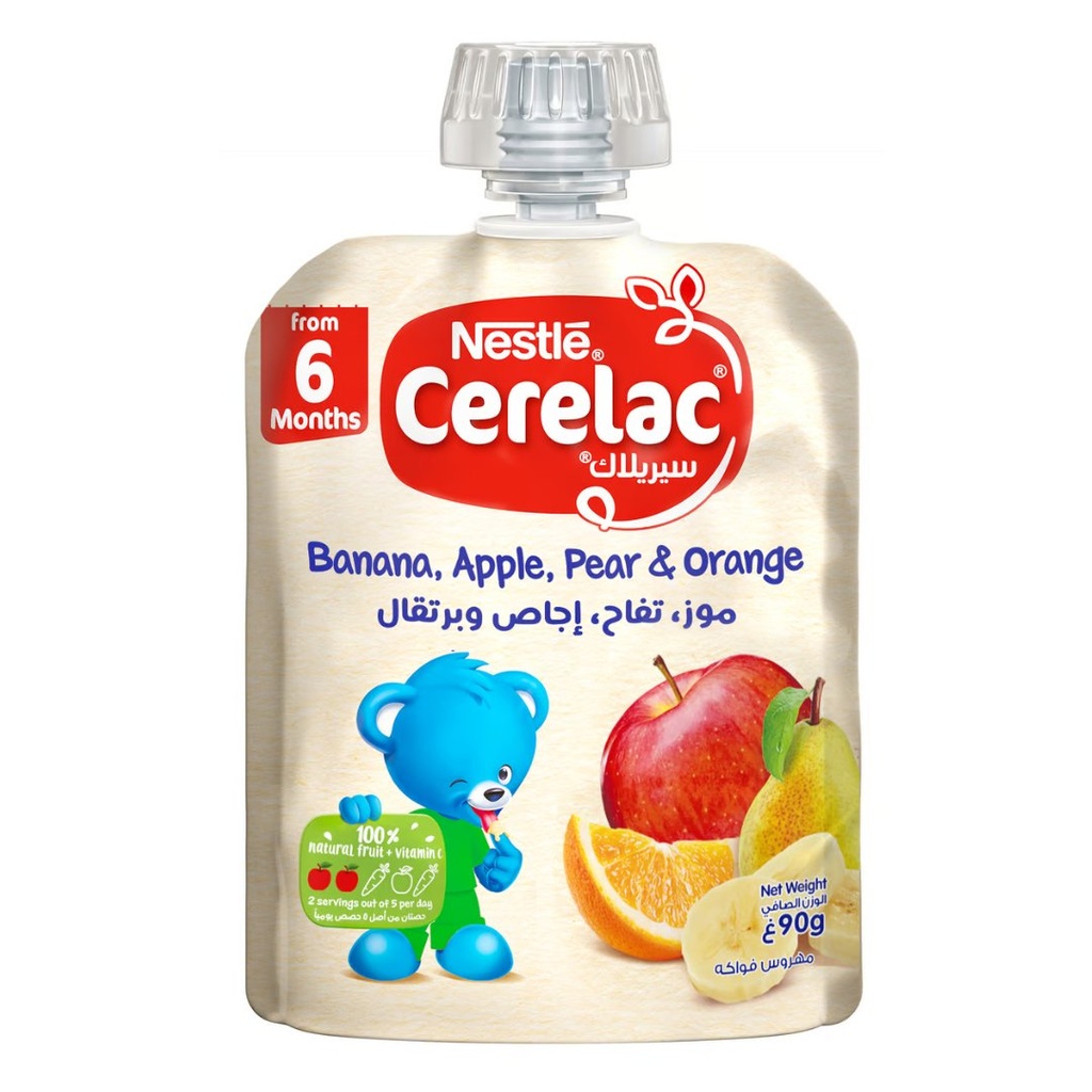 * Cerelac Banana, Apple, Pear & Orange Pouch, 90g