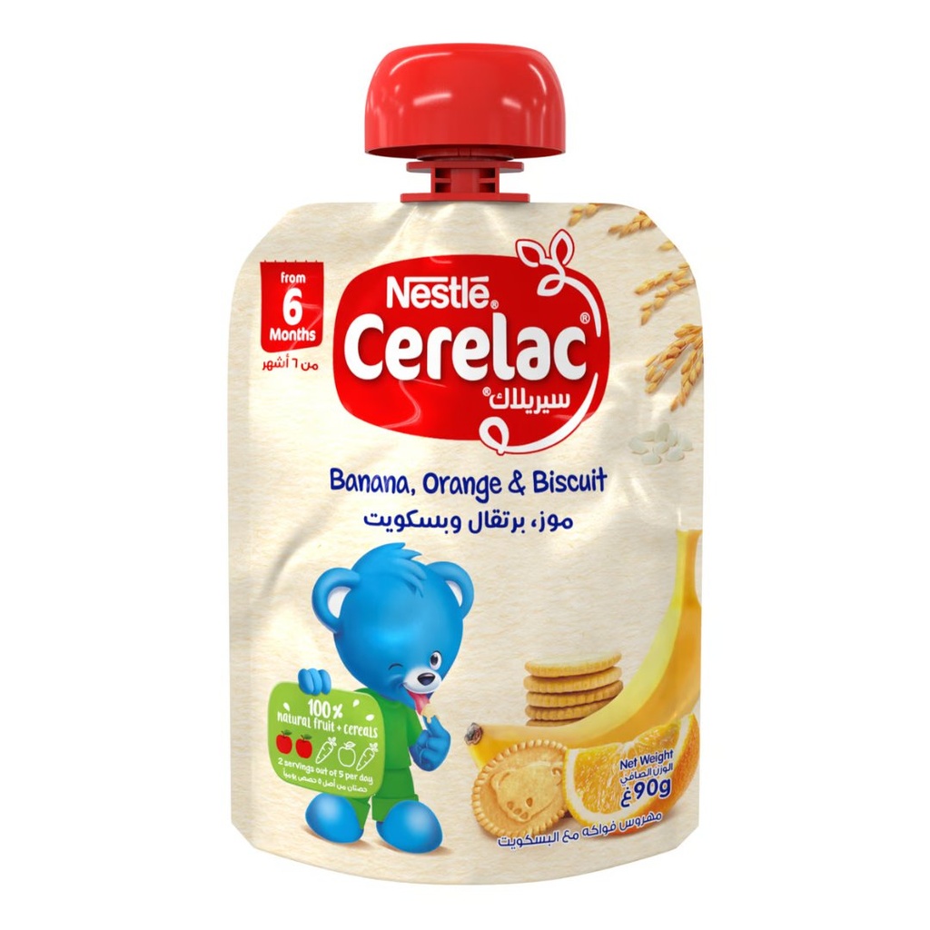 * Cerelac Banana, Orange & Biscuit Pouch, 90g
