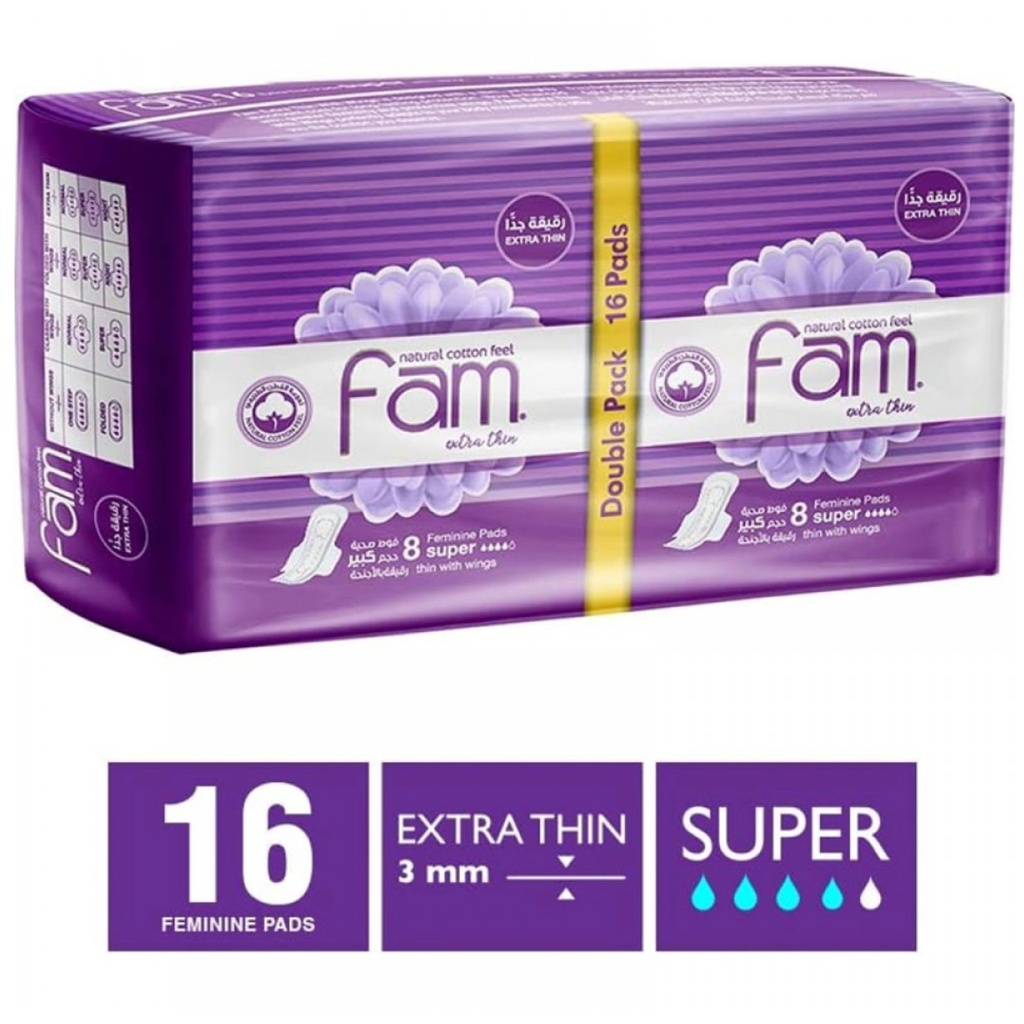* Fam Extra Thin Super With Wings Duo, 16's