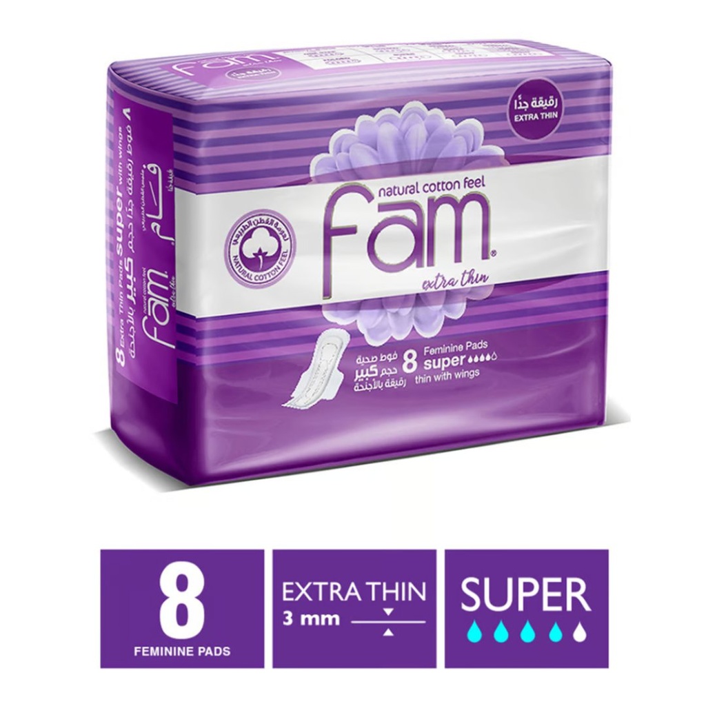 * Fam Extra Thin Super With Wings, 8's