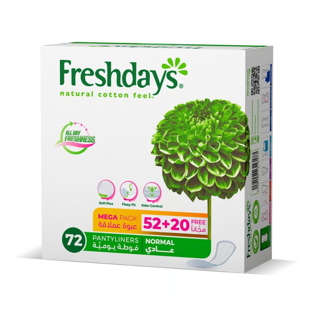 * Freshdays Normal Pantyliners, 52+20 Free