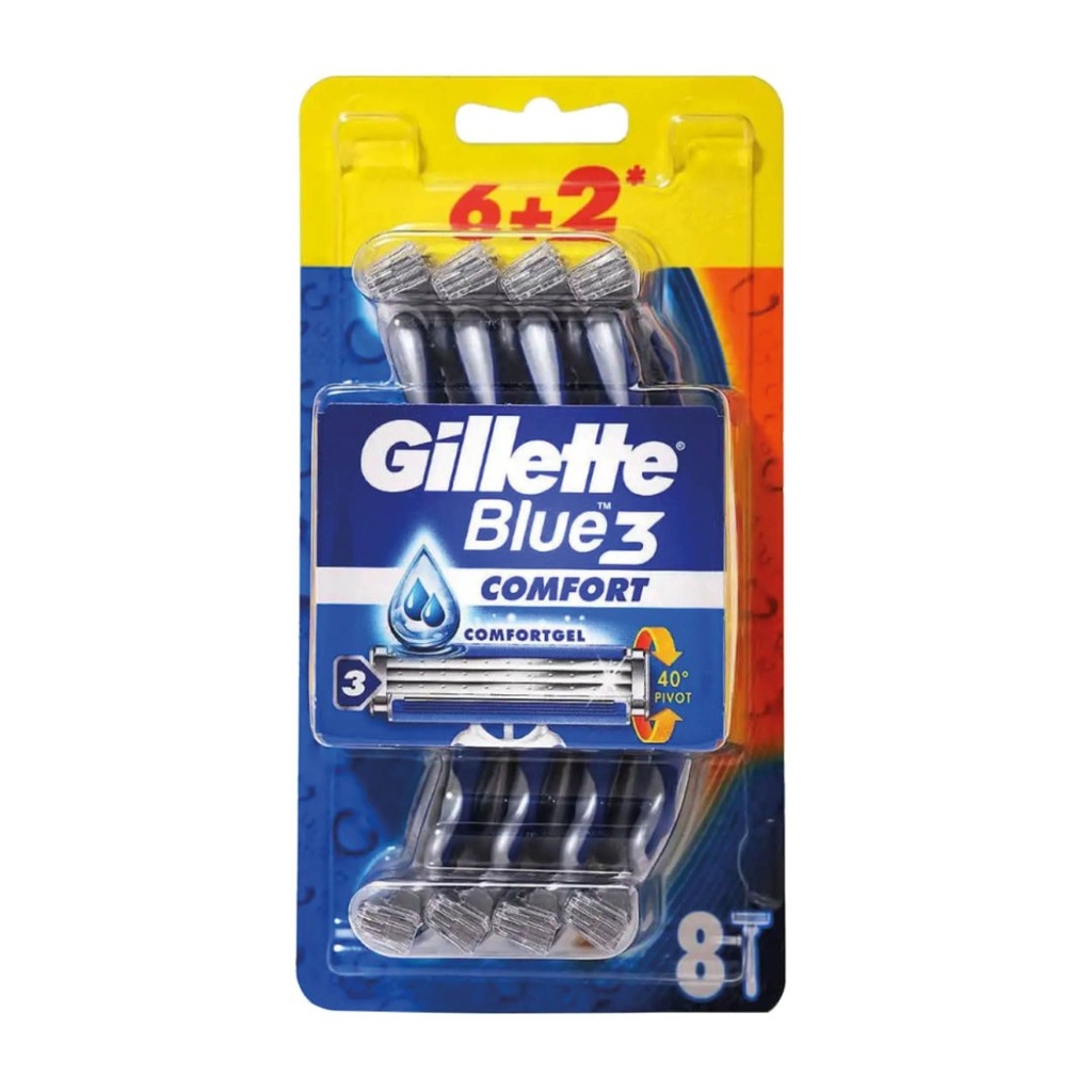 * Gillette Blue3 Comfort Razors, (6+2) Free