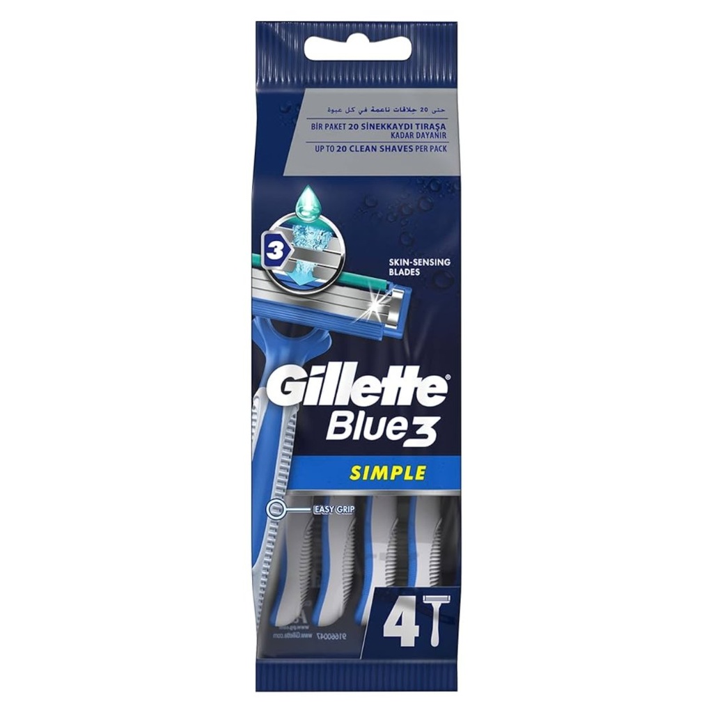 * Gillette Blue3 Simple Razors, 4's
