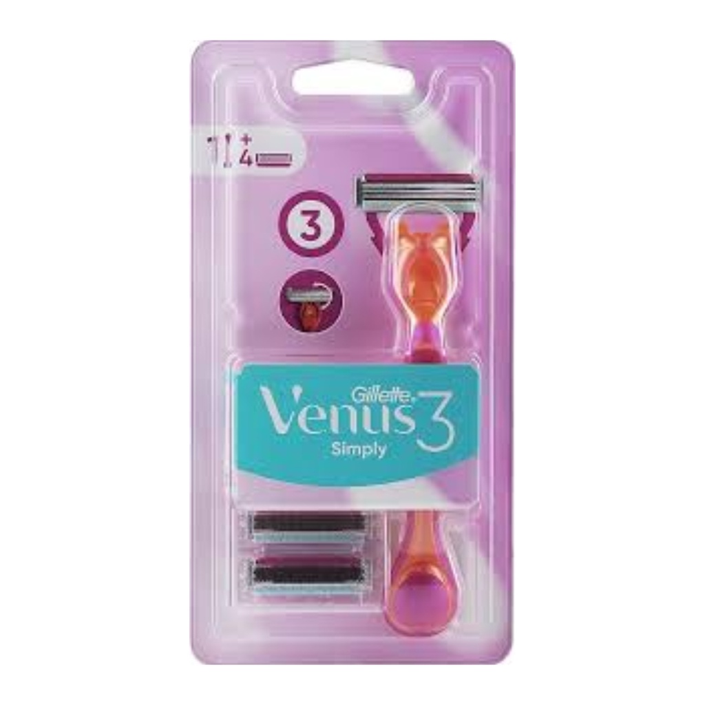 * Gillette Simply Venus3 Razor + 4 Refill Blades