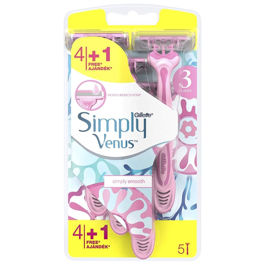 * Gillette Simply Venus3 Razor, (4+1 Free)