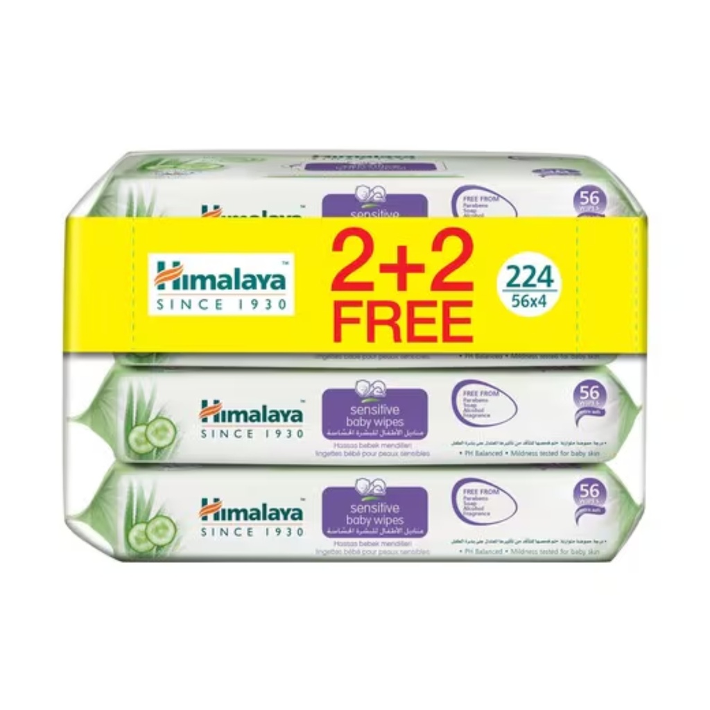 * Himalaya Sensitive Baby Wipes, 56's - OFFER (2+2 Free)