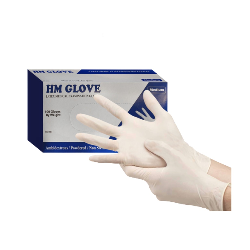 * Hms Latex Gloves Powder Free, Medium