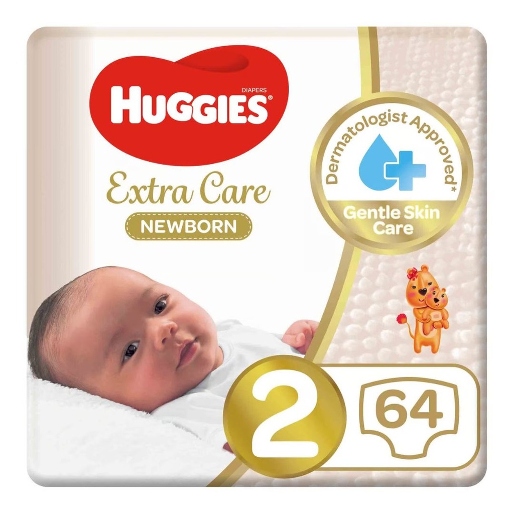 * Huggies Extra Care Newborn Size 2, 64's