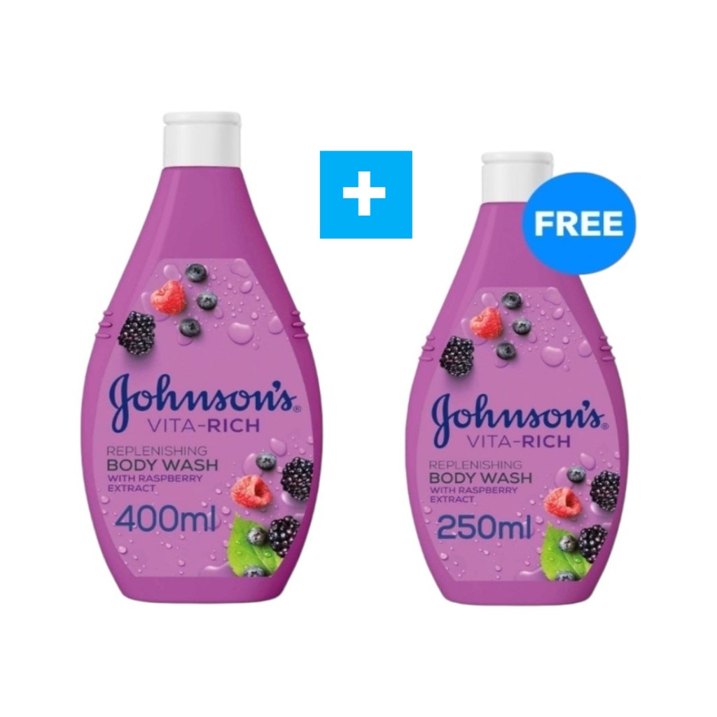 Johnson's Vita-Rich Raspberry Body Wash, (400+250ml) Free