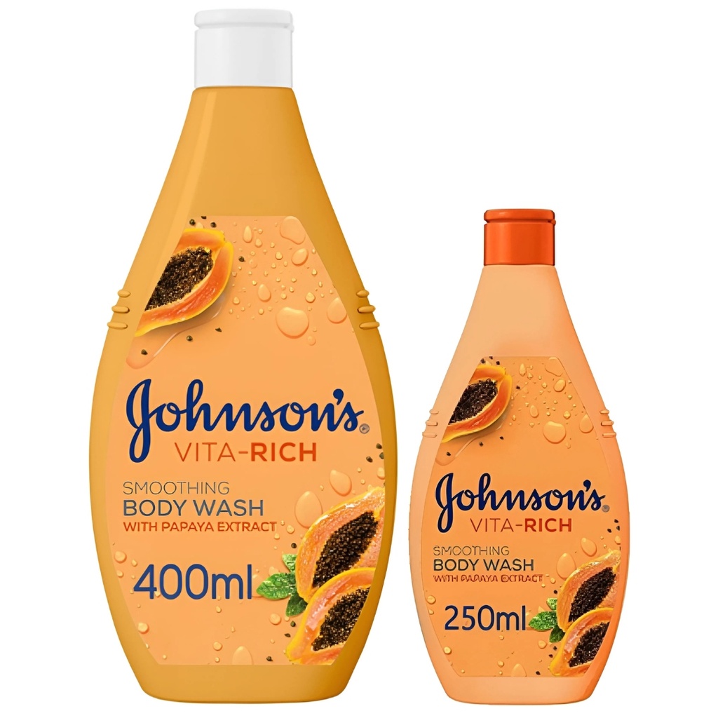 * Johnson's Vita-Rich Smoothing Body Wash with Papaya, 400ml+250ml - OFFER