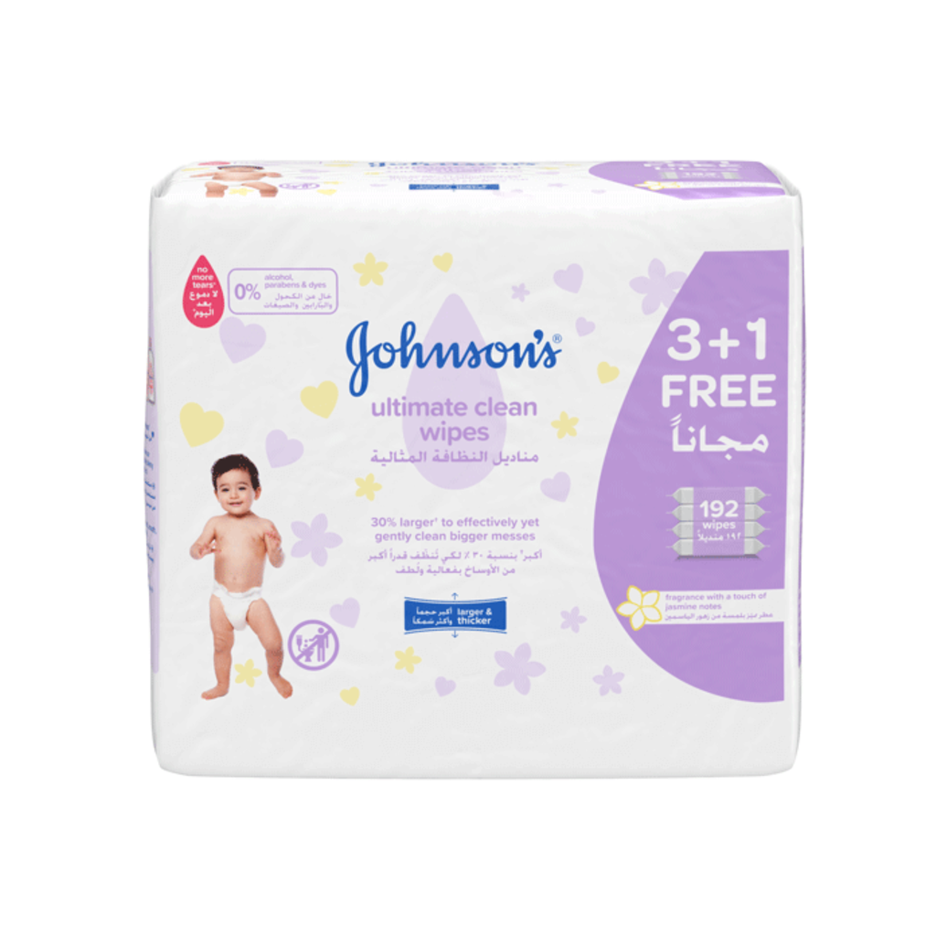 * Johnson's Baby Wipes Ultimate Clean, 48's - (3+1 Free) 