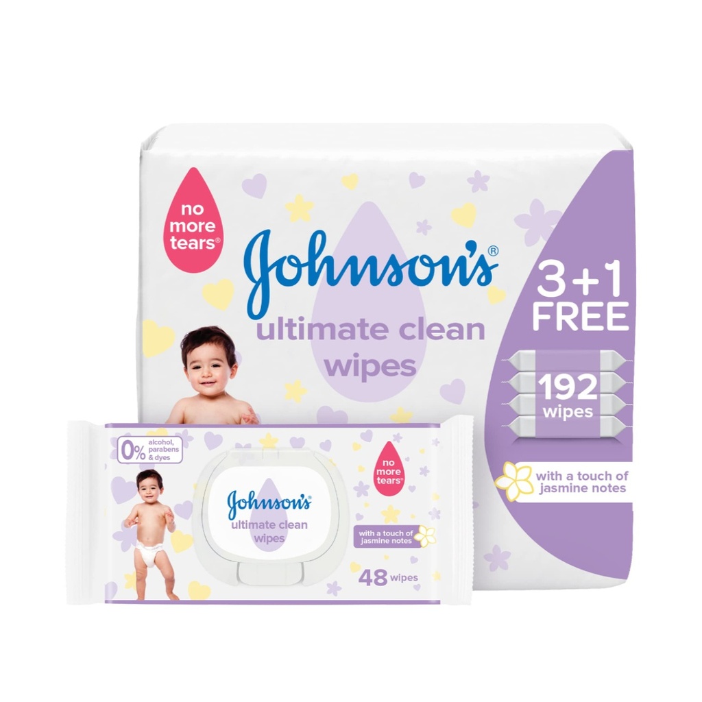 * Johnson's Baby Wipes Ultimate Clean, 48's - (3+1) FREE