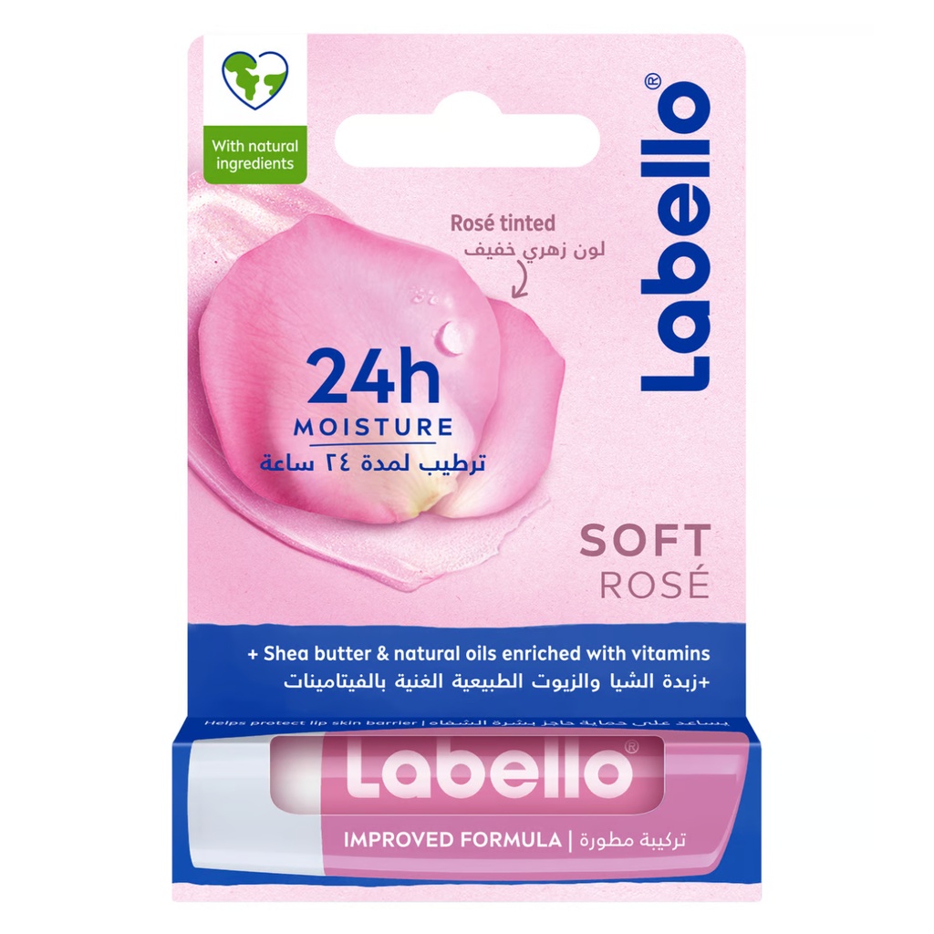 * Labello 24hr Moist Soft Rose Lip Balm, 4.8g