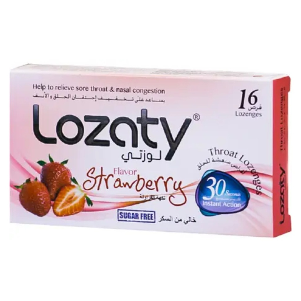 * Lozaty Strawberry Throat Lozenges, 16's
