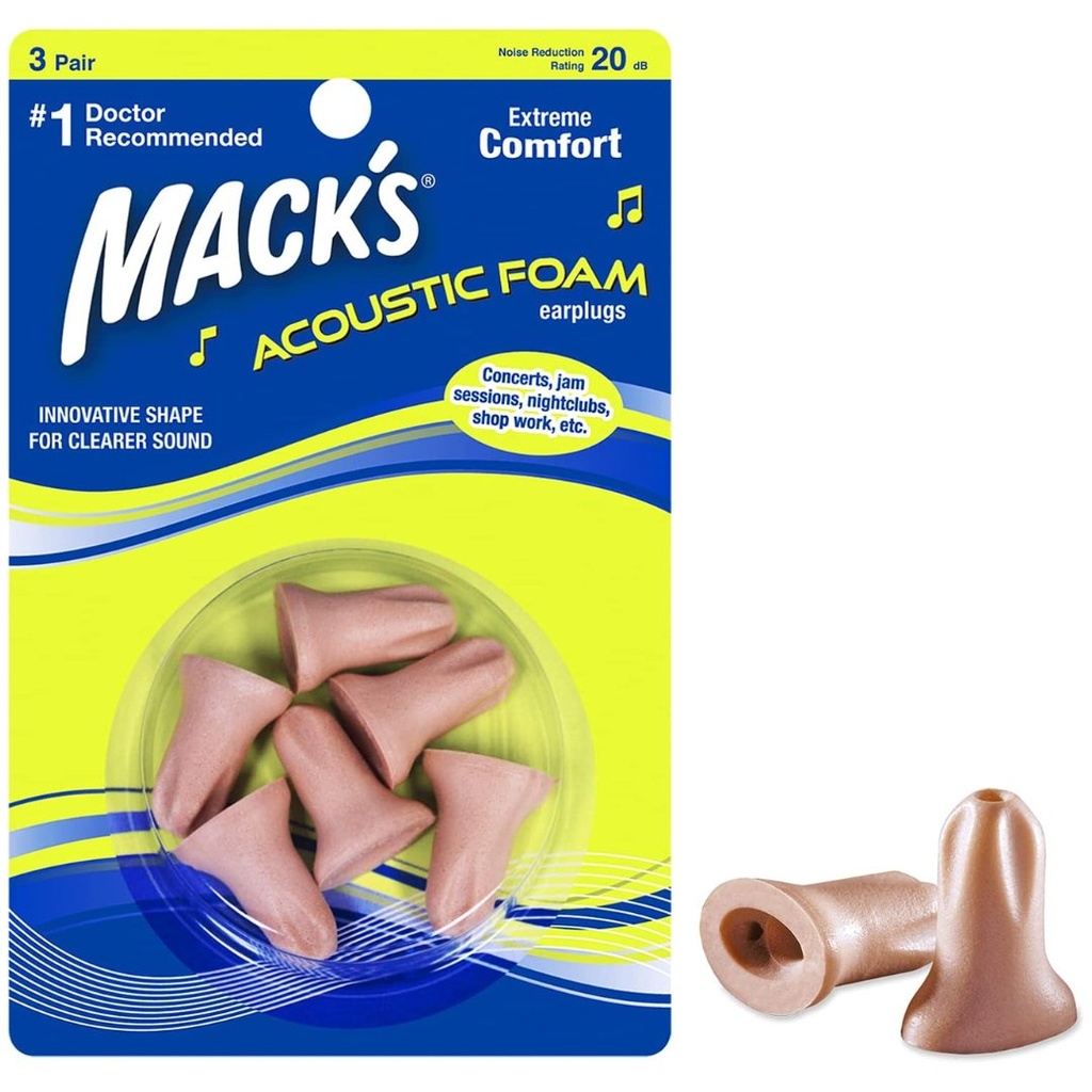 * Mack's Acoustic Foam Extreme Comfort Earplugs, 3 Pairs 