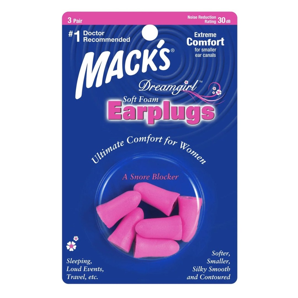 * Mack's Dreamgirl Soft Foam Earplugs - Pink, 3 Pair