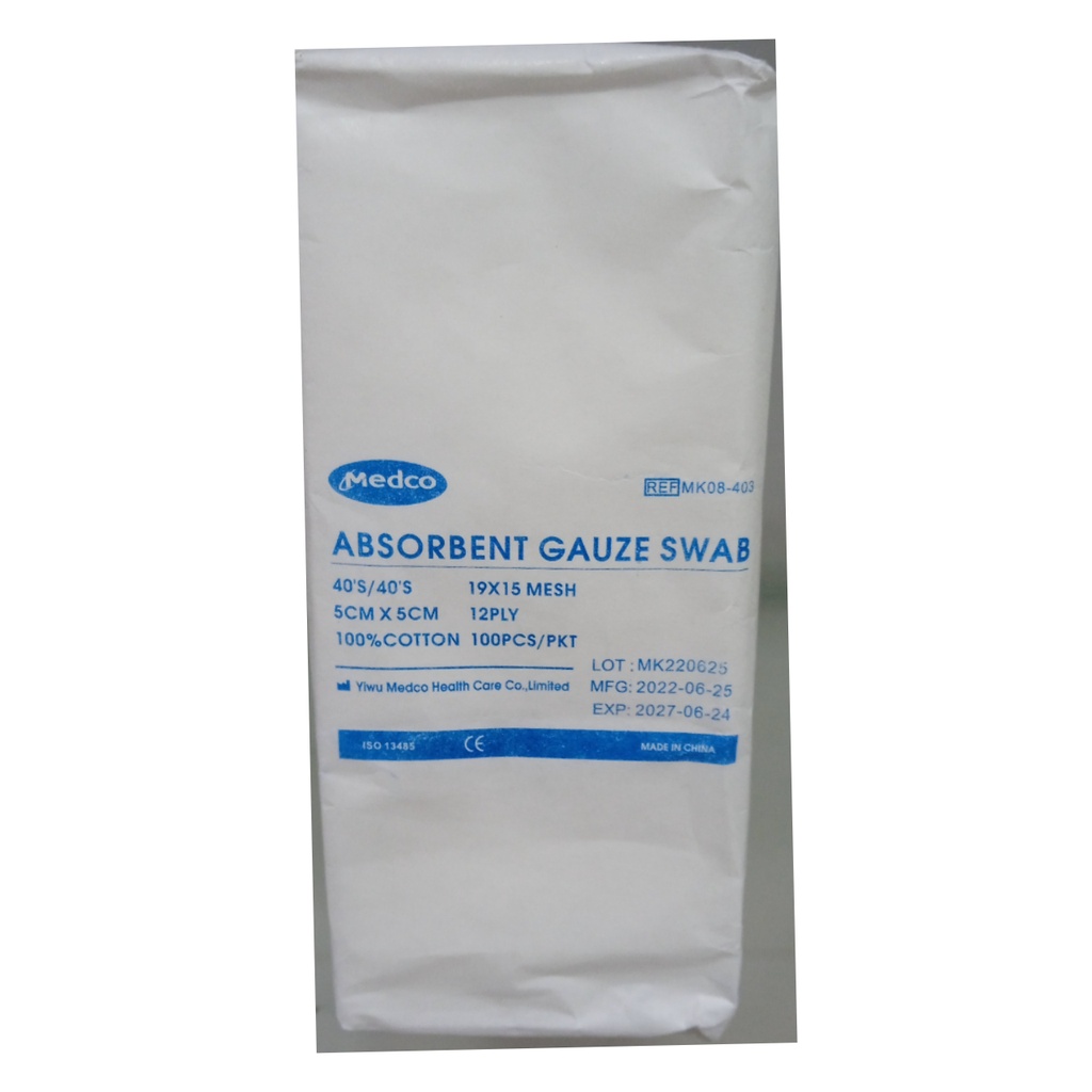 * Medco 12Ply Gauze swab, 5x5cm 