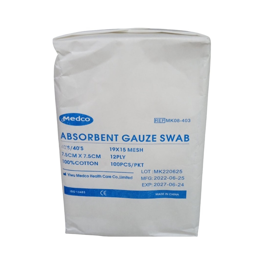 * Medco 12Ply Gauze swab , 7.5x7.5cm