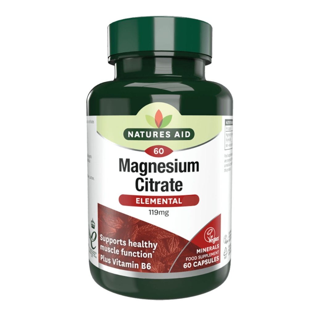 * Natures Aid Magnesium Citrate 119mg Capsules, 60's