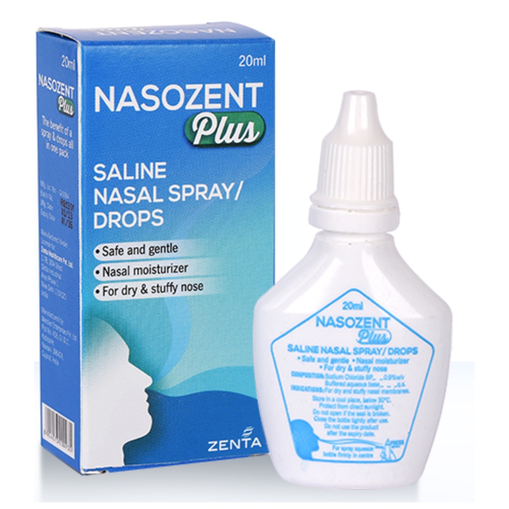 * Nasozent Plus Saline Nasal Spray/Drops, 20ml