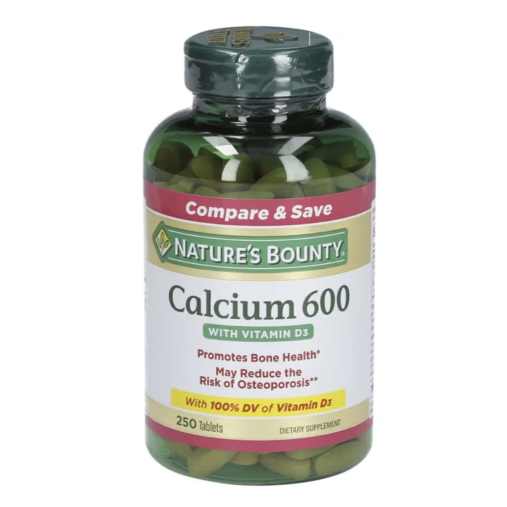 نيتشرز باونتي كالسيوم 600 + فيتامين د3 أقراص، 250 قرص