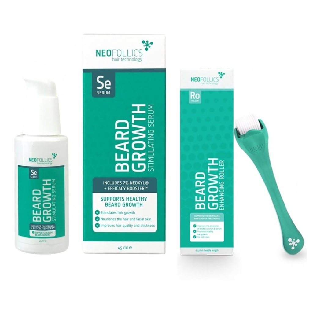 * Neofollics Beard Serum, 45ml + Roller 0.5mm - (OFFER)